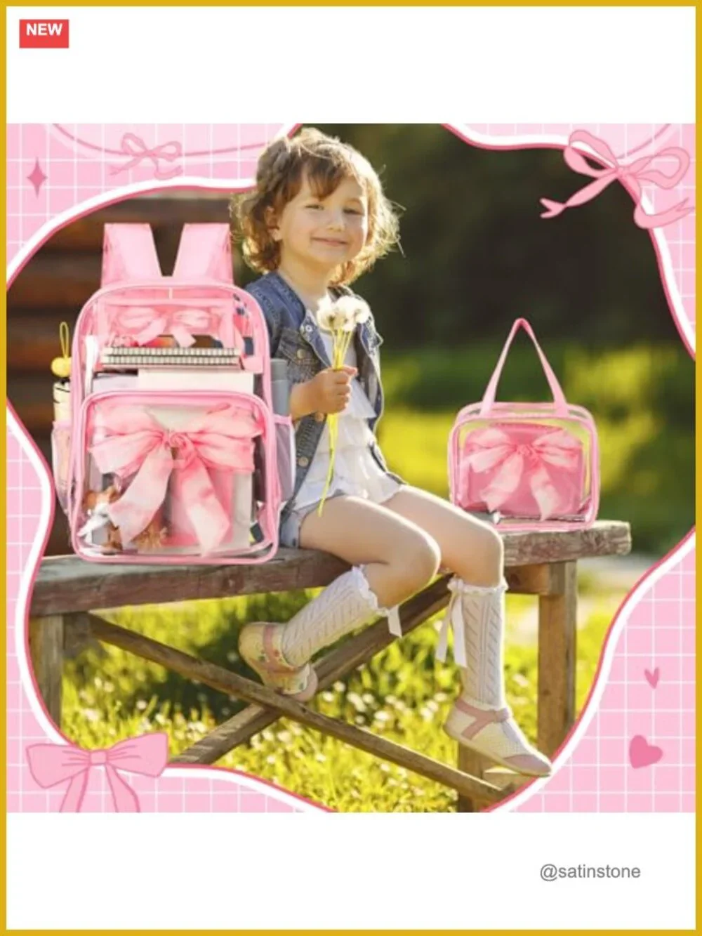 Clear PVC Backpack Set with Lunch Bag and Pencil Case